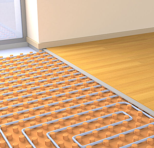37316182 - one room with a floor heating system (3d render)